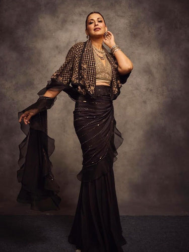 SONALI BENDRE IN IZRA SAREE SET