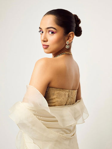 AHSAAS CHANNA IN IVORY CORSET SET