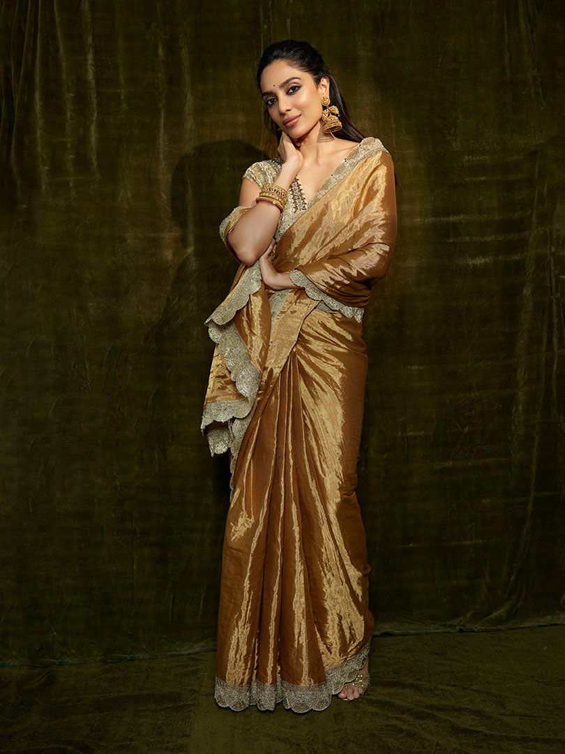 Sobhita Dulipala in Golden Glow saree set