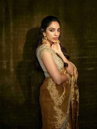 Sobhita Dulipala in Golden Glow saree set
