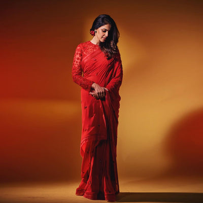 Genelia Deshmukh in Kayra saree set