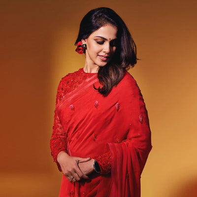 Genelia Deshmukh in Kayra saree set