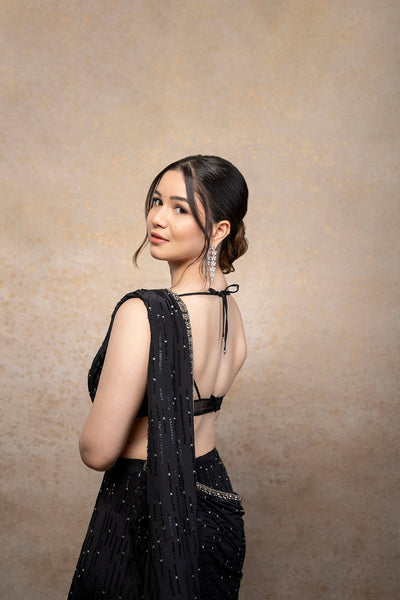 Sara Tendulkar in Timeless Noir saree set